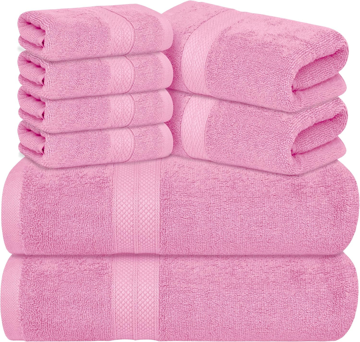Pink Bath Towels, Pink Towel Set, 8pc