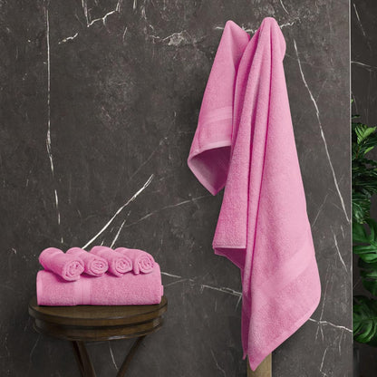 Pink Bath Towels, Pink Towel Set, 8pc