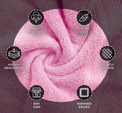 Pink Bath Towels, Pink Towel Set, 8pc