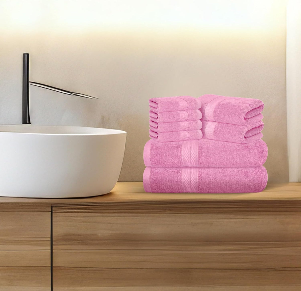 Pink Bath Towels, Pink Towel Set, 8pc