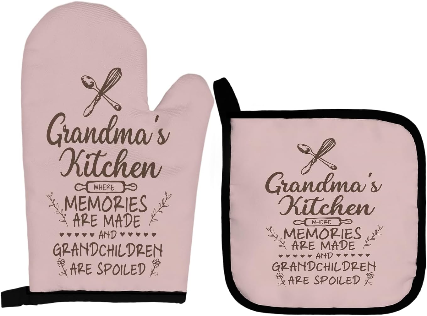 Grandma's Kitchen Oven Mitts and Pot Holders Sets, Grandma Oven Mittens - Kitchen Decor, Gifts for Gigi, Nana, Mimi, Mother's Day, Birthday