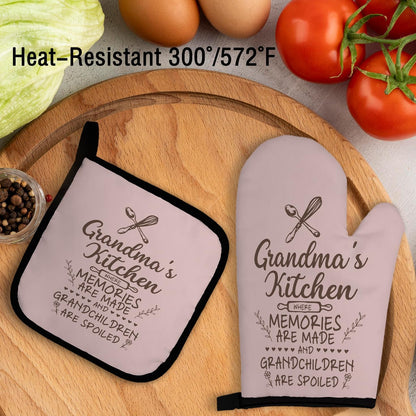 Grandma's Kitchen Oven Mitts and Pot Holders Sets, Grandma Oven Mittens - Kitchen Decor, Gifts for Gigi, Nana, Mimi, Mother's Day, Birthday