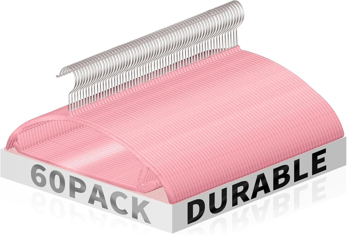 60 Pack Pink Velvet Hangers