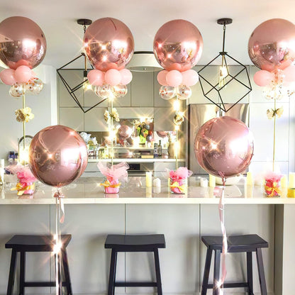 Rose Gold Foil Balloons 6pcs Large Round Giant Jumbo 4D Balloons