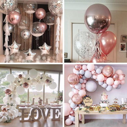 Rose Gold Foil Balloons 6pcs Large Round Giant Jumbo 4D Balloons