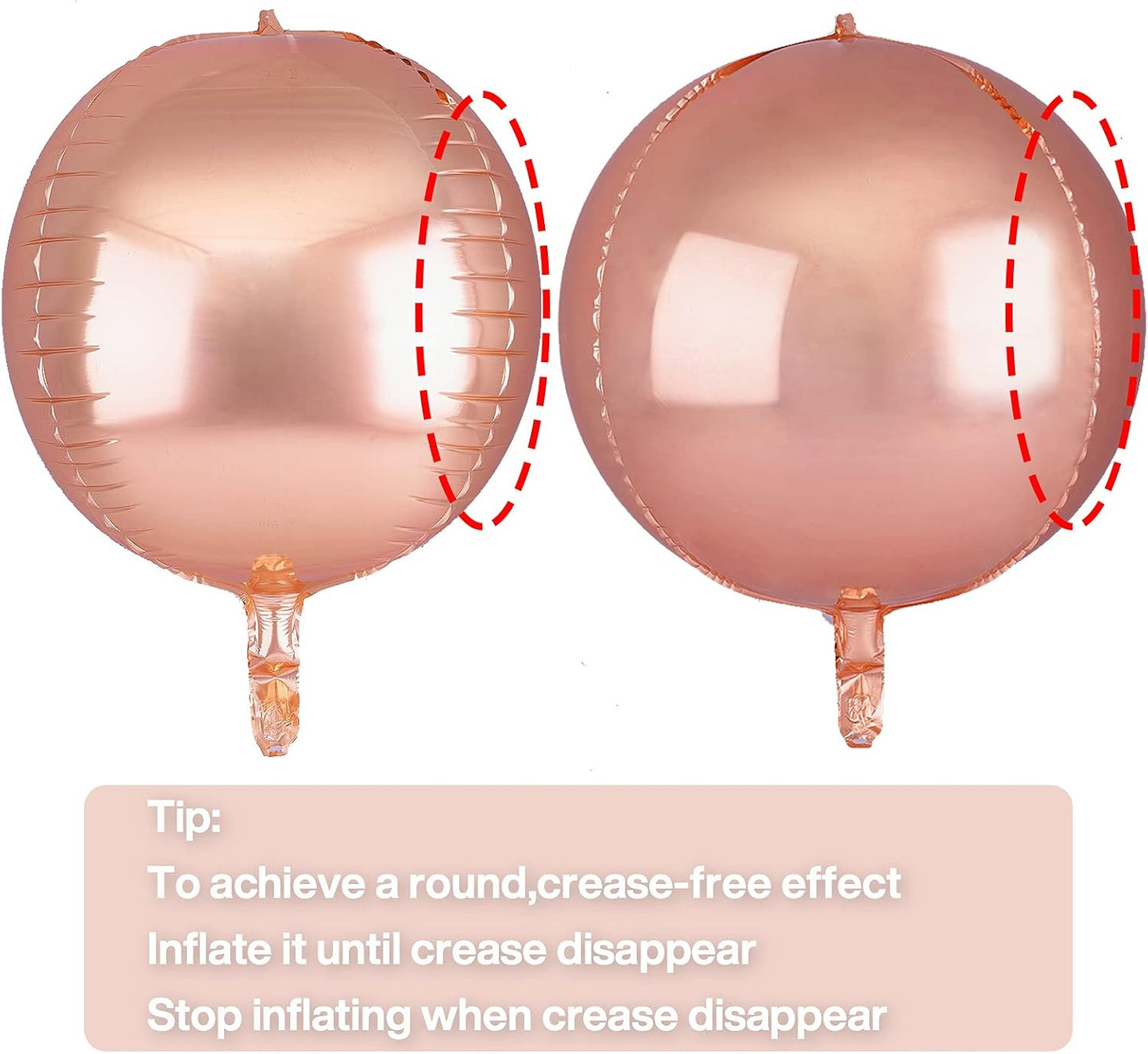 Rose Gold Foil Balloons 6pcs Large Round Giant Jumbo 4D Balloons