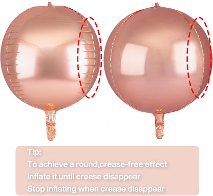 Rose Gold Foil Balloons 6pcs Large Round Giant Jumbo 4D Balloons