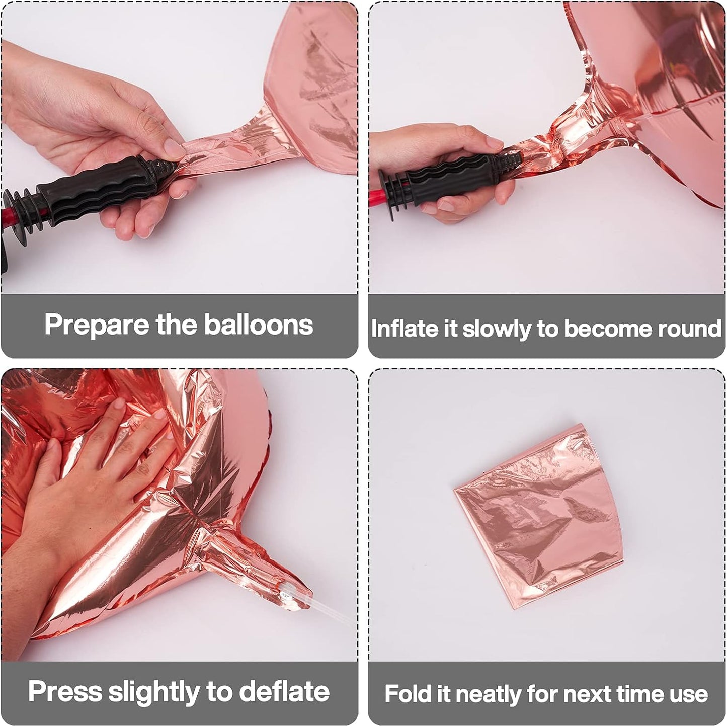 Rose Gold Foil Balloons 6pcs Large Round Giant Jumbo 4D Balloons