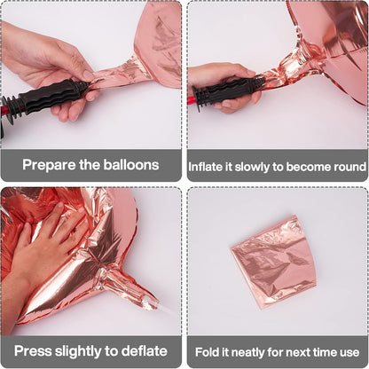 Rose Gold Foil Balloons 6pcs Large Round Giant Jumbo 4D Balloons