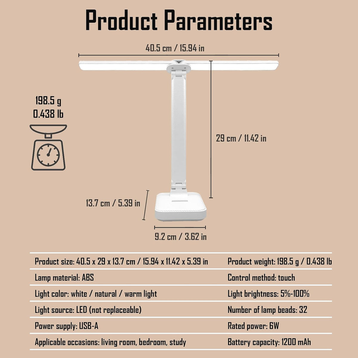 LED Double Head Desk Lamp, Rechargeable Portable Table Lamp, Adjustable Light Color and Brightness, USB Powered, LED Light for Work, Reading, Emergency (Pink)