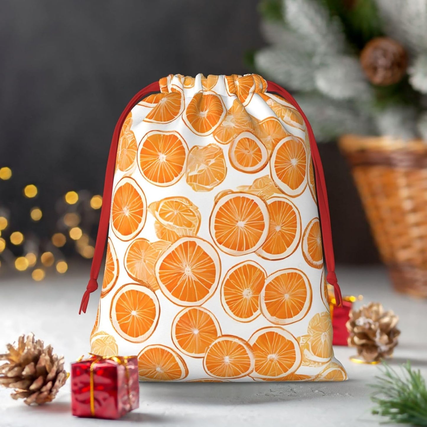 DCEHGEW Peach Soft Drawstring Gift Wrapping Bags, Reusable Polyester Pouch Storage Bag for Christmas, Halloween, Party Favors, Jewelry, Large Size: 15.8x20.9 inches