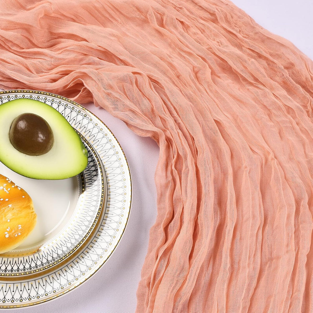 12 Pack 10Ft Peach Cheesecloth Table Runner 23 x 120 Inch