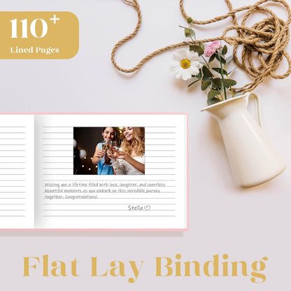 Elegant Wedding Guest Book - Perfect for Wedding Receptions, Baby Showers, Birthdays and Special Events - Polaroid Guest Book with 110 Lined Pages for Sign-in and Photos -Hardcover (Pink)