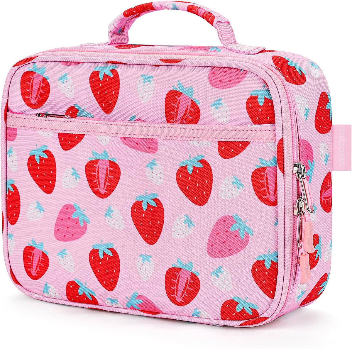 Kids Lunch Box for Girls, Insulated and Reusable Lunch Bag for School Preschool Kindergarten, Assorted Strawberry - Pink