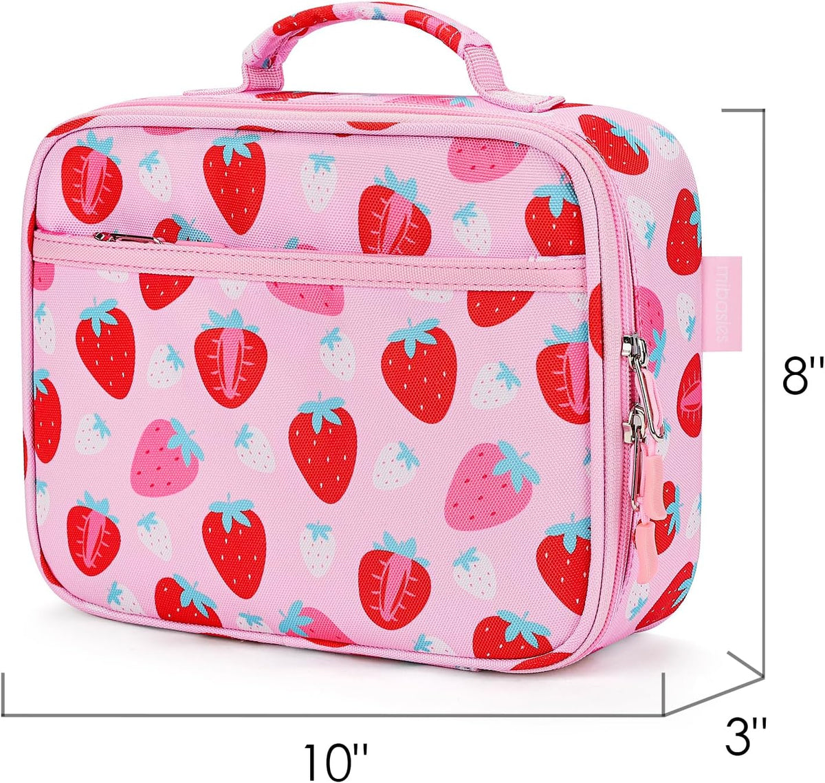 Kids Lunch Box for Girls, Insulated and Reusable Lunch Bag for School Preschool Kindergarten, Assorted Strawberry - Pink