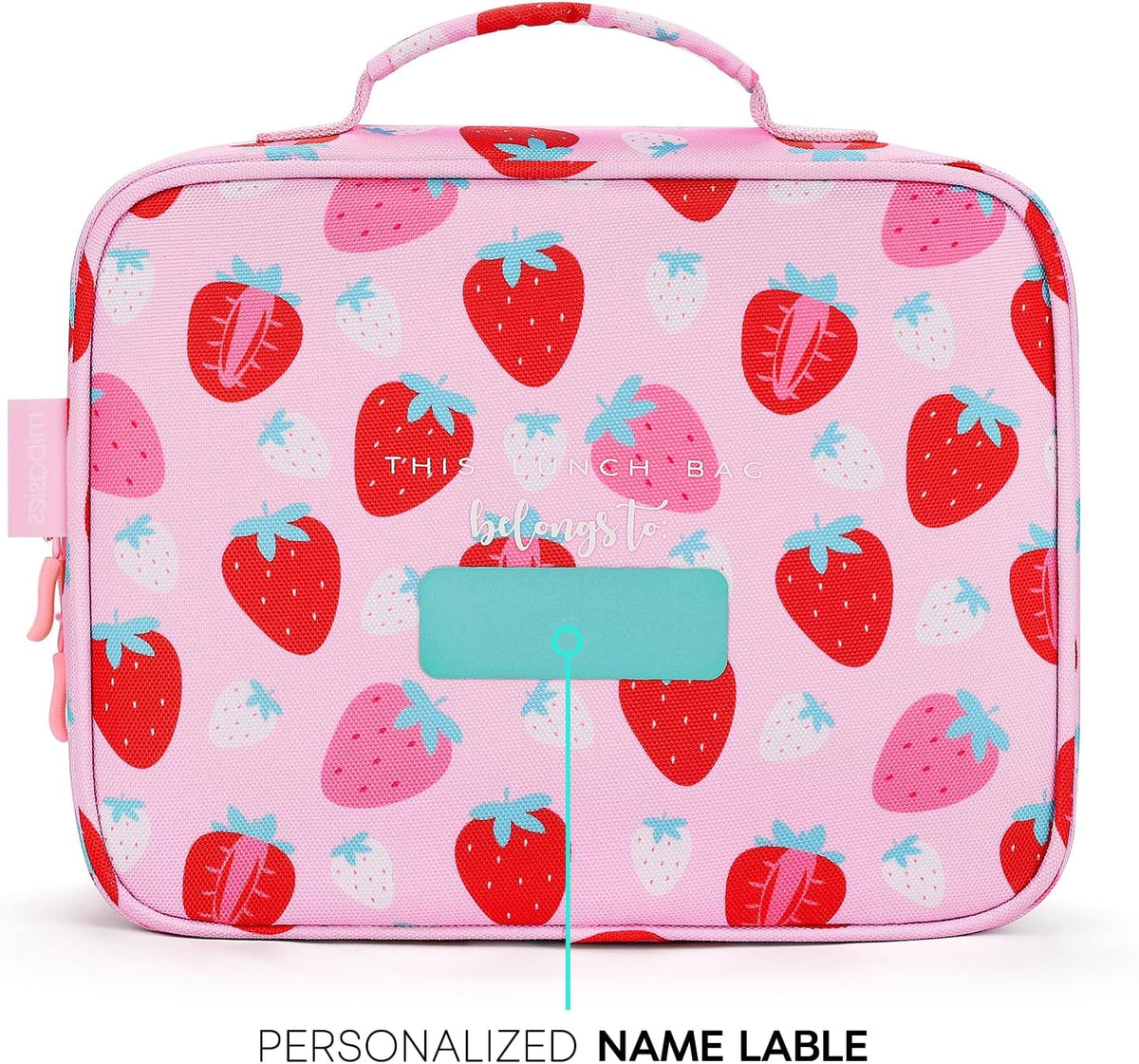 Kids Lunch Box for Girls, Insulated and Reusable Lunch Bag for School Preschool Kindergarten, Assorted Strawberry - Pink