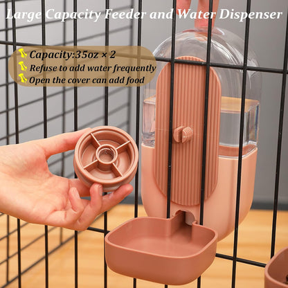 Rabbit Water Dispenser,Bunny Food Bowl,Ferret Feeders Water Bottle for Cage