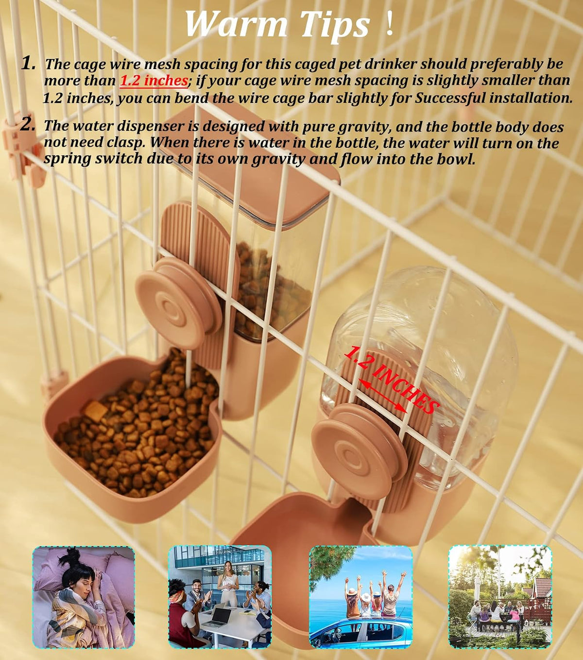 Rabbit Water Dispenser,Bunny Food Bowl,Ferret Feeders Water Bottle for Cage