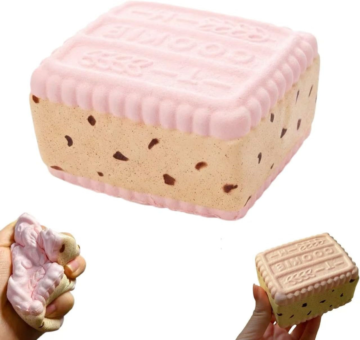 Pink Cookies Squishy Toy - Slow Rising PU Foam Squeeze Bar, Sweet Scented Kawaii Fake Food Fidget for Stress Relief,Cute Desk Decor Gift for Adult Teens(Pink Cookies)
