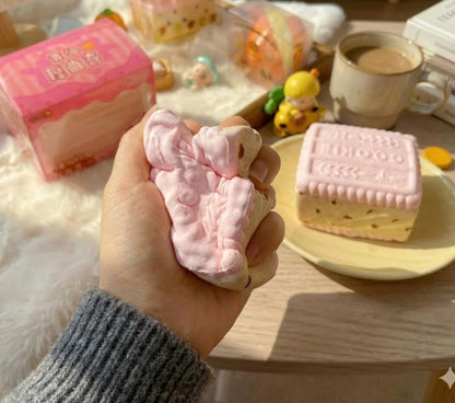Pink Cookies Squishy Toy - Slow Rising PU Foam Squeeze Bar, Sweet Scented Kawaii Fake Food Fidget for Stress Relief,Cute Desk Decor Gift for Adult Teens(Pink Cookies)