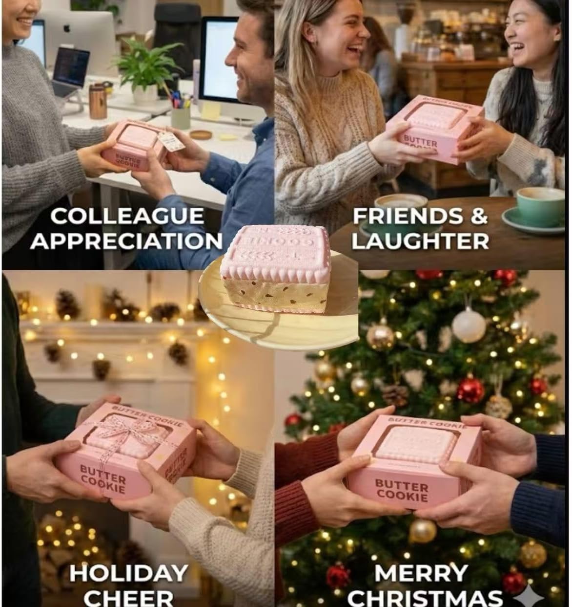 Pink Cookies Squishy Toy - Slow Rising PU Foam Squeeze Bar, Sweet Scented Kawaii Fake Food Fidget for Stress Relief,Cute Desk Decor Gift for Adult Teens(Pink Cookies)