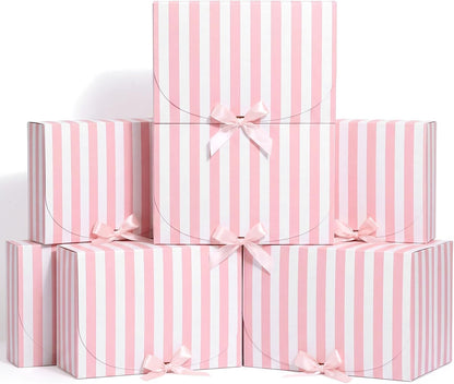 12 Pcs Pink White Striped Gift Boxes Bridesmaid Party Favor Boxes