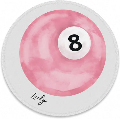 Pink Lucky 8 Mousepad, Aesthetic Round Mouse Pad, 8.6x8.6 Inch