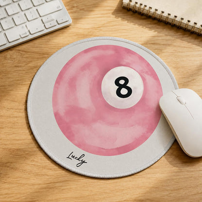 Pink Lucky 8 Mousepad, Aesthetic Round Mouse Pad, 8.6x8.6 Inch