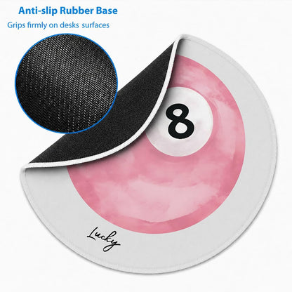 Pink Lucky 8 Mousepad, Aesthetic Round Mouse Pad, 8.6x8.6 Inch