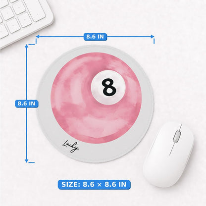 Pink Lucky 8 Mousepad, Aesthetic Round Mouse Pad, 8.6x8.6 Inch