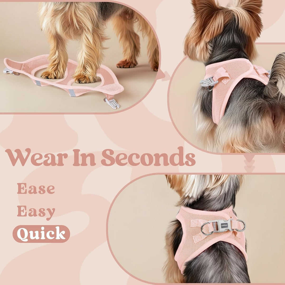 Step-in Small Dog Harness, Puppy Vest for Small Sized Pet