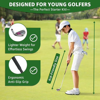 Junior Golf Club Set for Kids Ages 4-12, 5-6 Piece Right Hand Set with Stand Bag