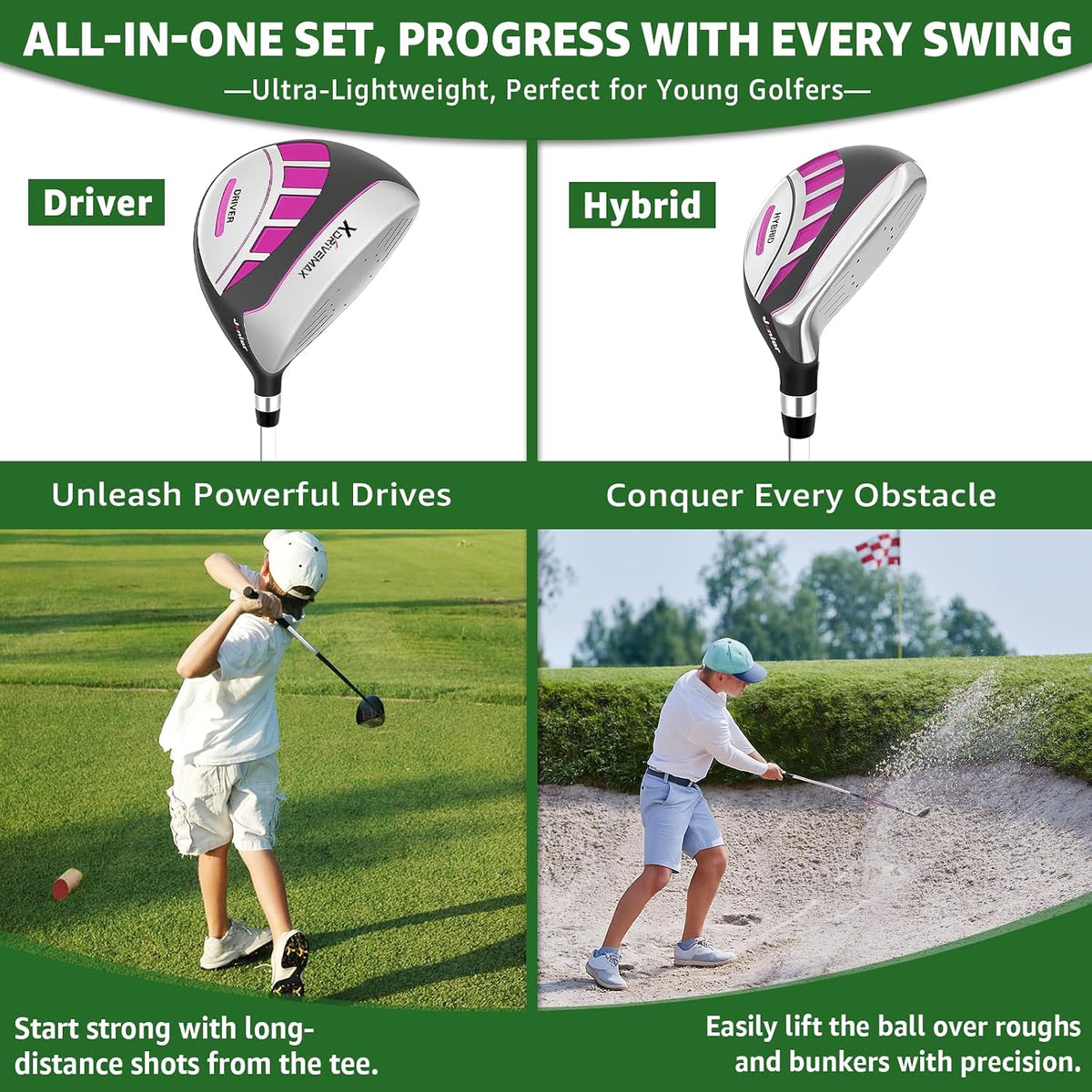 Junior Golf Club Set for Kids Ages 4-12, 5-6 Piece Right Hand Set with Stand Bag