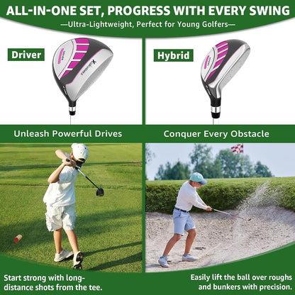 Junior Golf Club Set for Kids Ages 4-12, 5-6 Piece Right Hand Set with Stand Bag