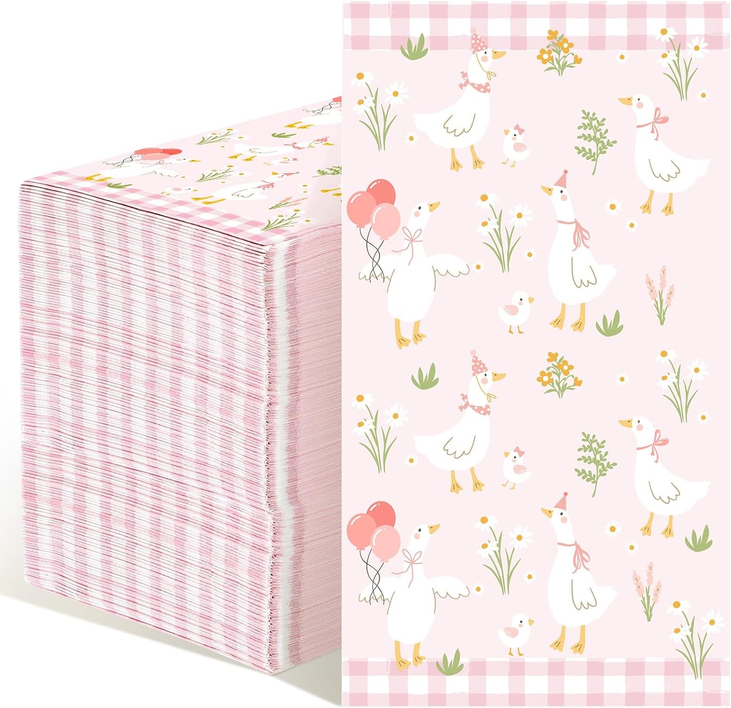 Pajean 100 Pcs One Silly Goose Paper Napkins One Silly Goose Birthday Decorations Pink Bow Disposable Napkins Hand Towel for Birthday Baby Shower Party Table Supplies
