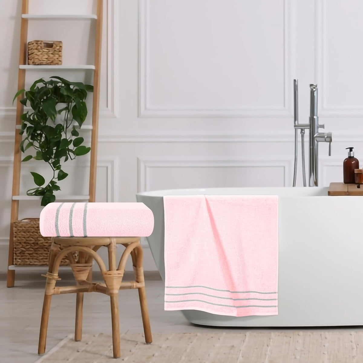 Cotton 2 Pack Oversized Bath Towel Set 28x55 inches, Large Bath Towels, Ultra Absorbant Compact Quickdry & Lightweight Towel, Ideal for Gym Travel Camp Pool - Pink
