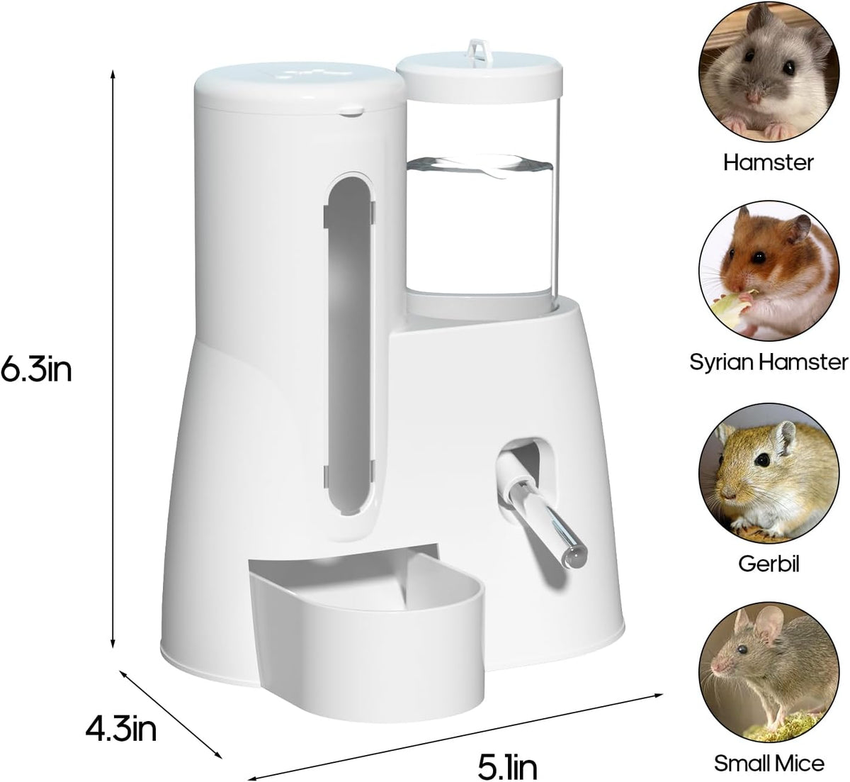 2 in 1 No Drip Hamster Water Bottle - Automatic Food Bowl(Pink)