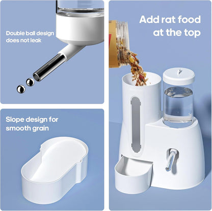 2 in 1 No Drip Hamster Water Bottle - Automatic Food Bowl(Pink)