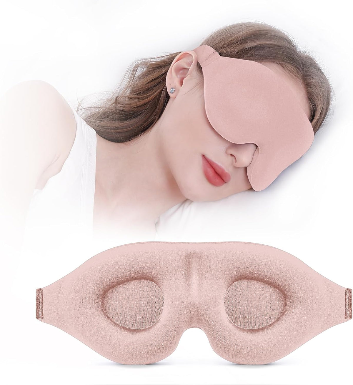 Sleep Mask for Side Sleeper, Light Blocking Zero Pressure Blindfold