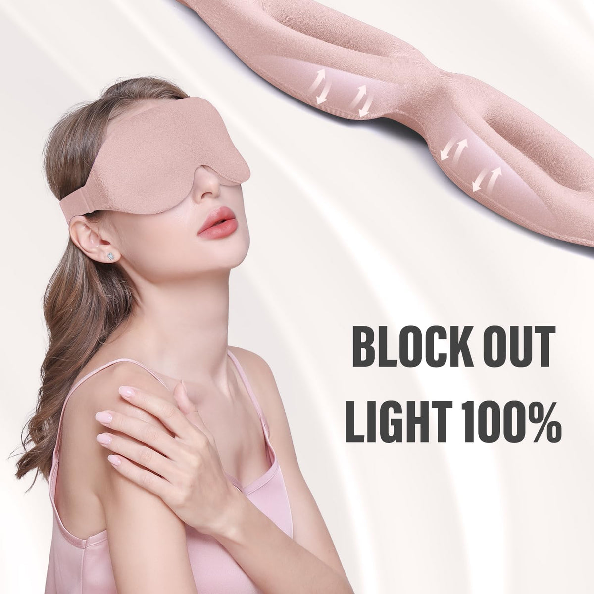 Sleep Mask for Side Sleeper, Light Blocking Zero Pressure Blindfold