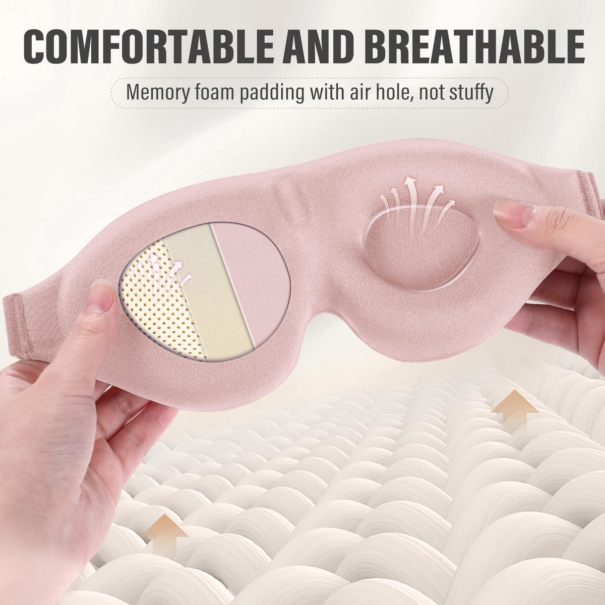 Sleep Mask for Side Sleeper, Light Blocking Zero Pressure Blindfold
