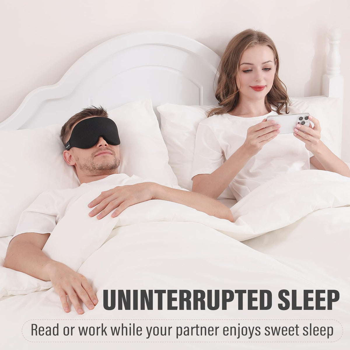 Sleep Mask for Side Sleeper, Light Blocking Zero Pressure Blindfold