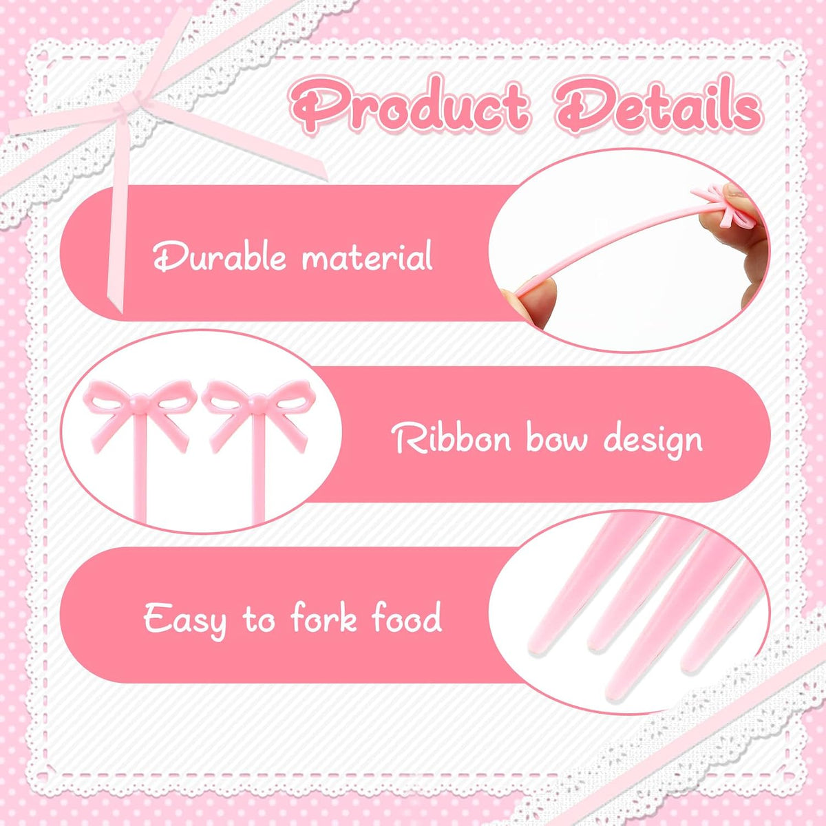 30 PCS Pink Bow Cocktail Picks, Acrylic Bowknot Toothpicks Cute Pink Bow Decor Party Toothpicks Cute Fruit Skewers for Appetizers Drink Cake Dessert Birthday Party Decorations