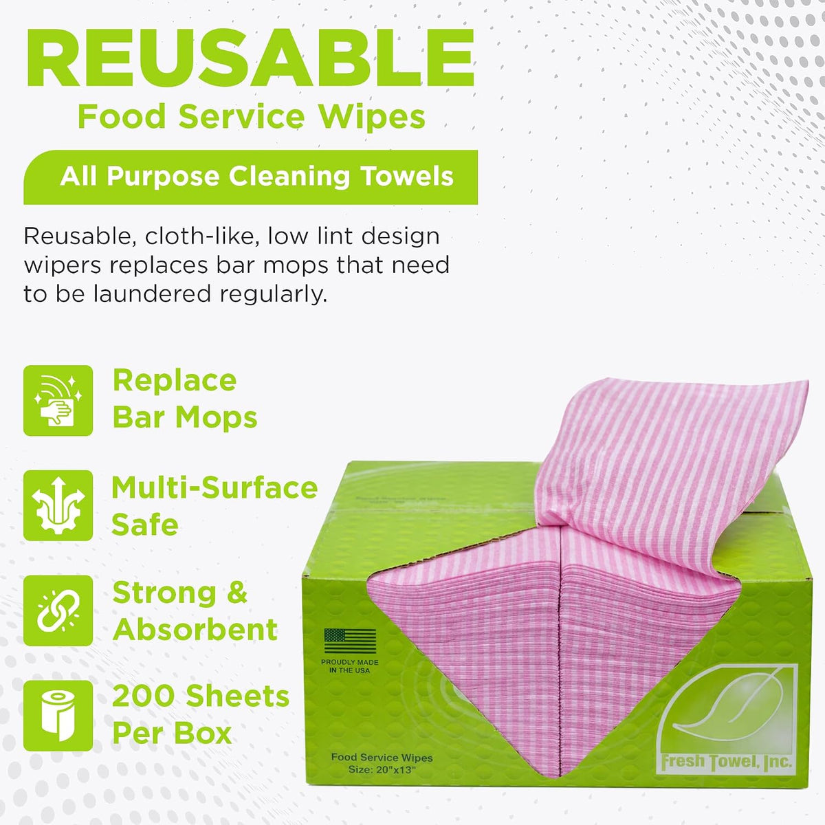 Pink Foodservice Towels, 200 Count, 13x20 Cleaning Wipes