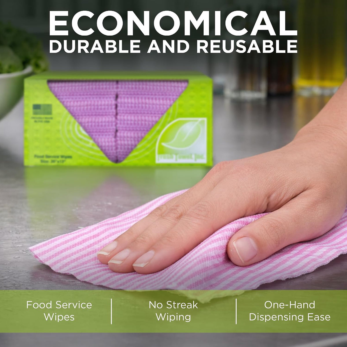 Pink Foodservice Towels, 200 Count, 13x20 Cleaning Wipes
