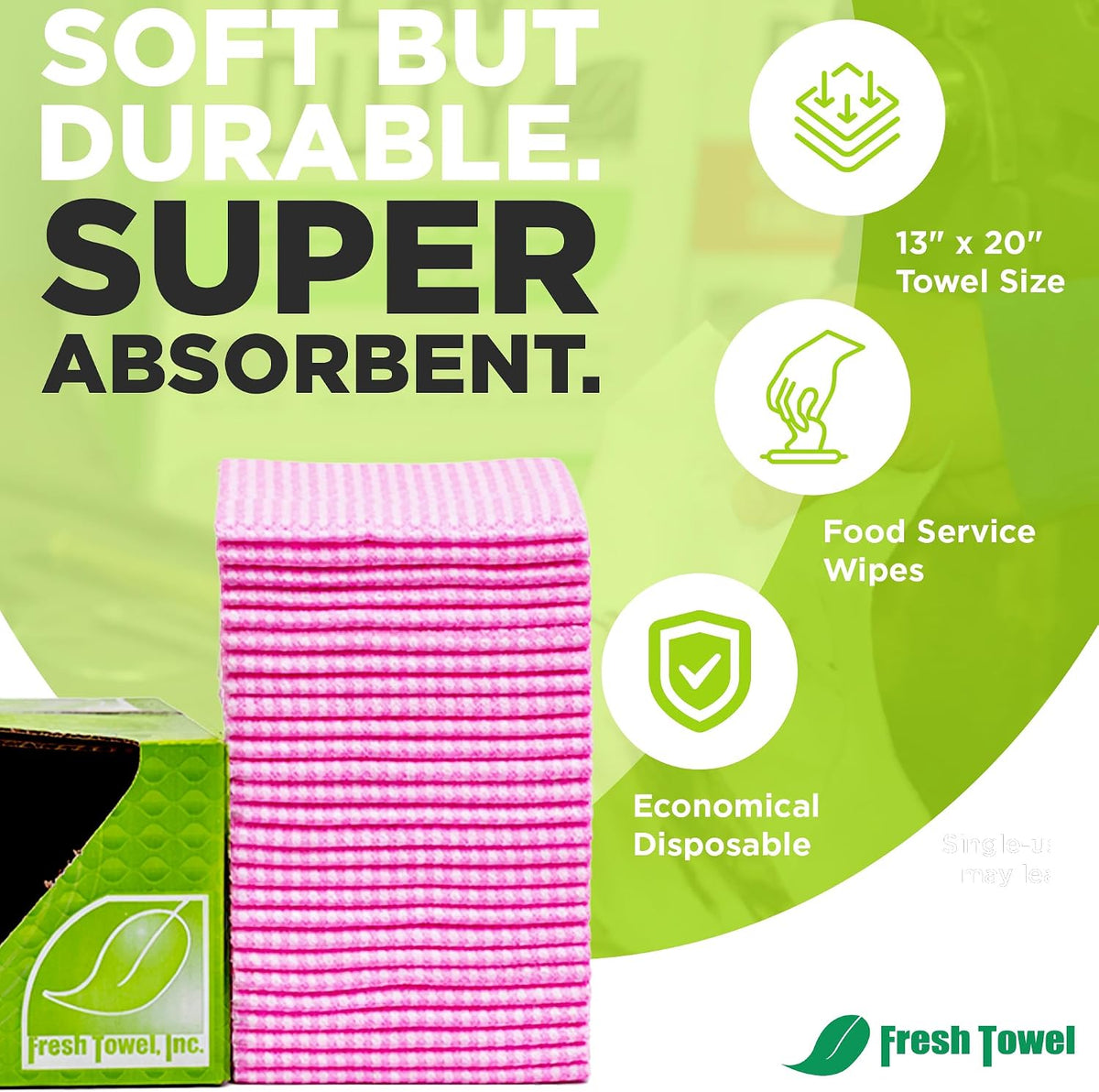 Pink Foodservice Towels, 200 Count, 13x20 Cleaning Wipes