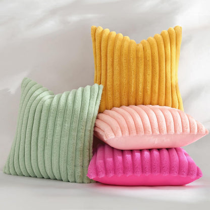 Fall Faux Fur Throw Pillow Covers 18x18 Set of 2 Blush Pink
