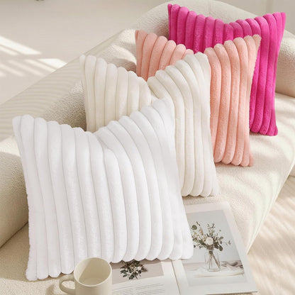 Fall Faux Fur Throw Pillow Covers 18x18 Set of 2 Blush Pink