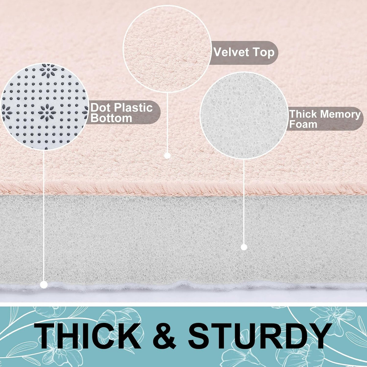 Memory Foam Toilet Rugs 24x20, Extra Soft Absorbent Bathroom Rugs