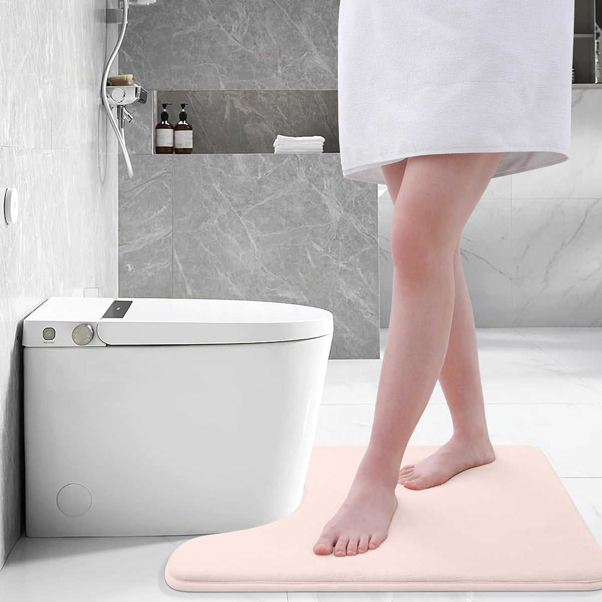Memory Foam Toilet Rugs 24x20, Extra Soft Absorbent Bathroom Rugs